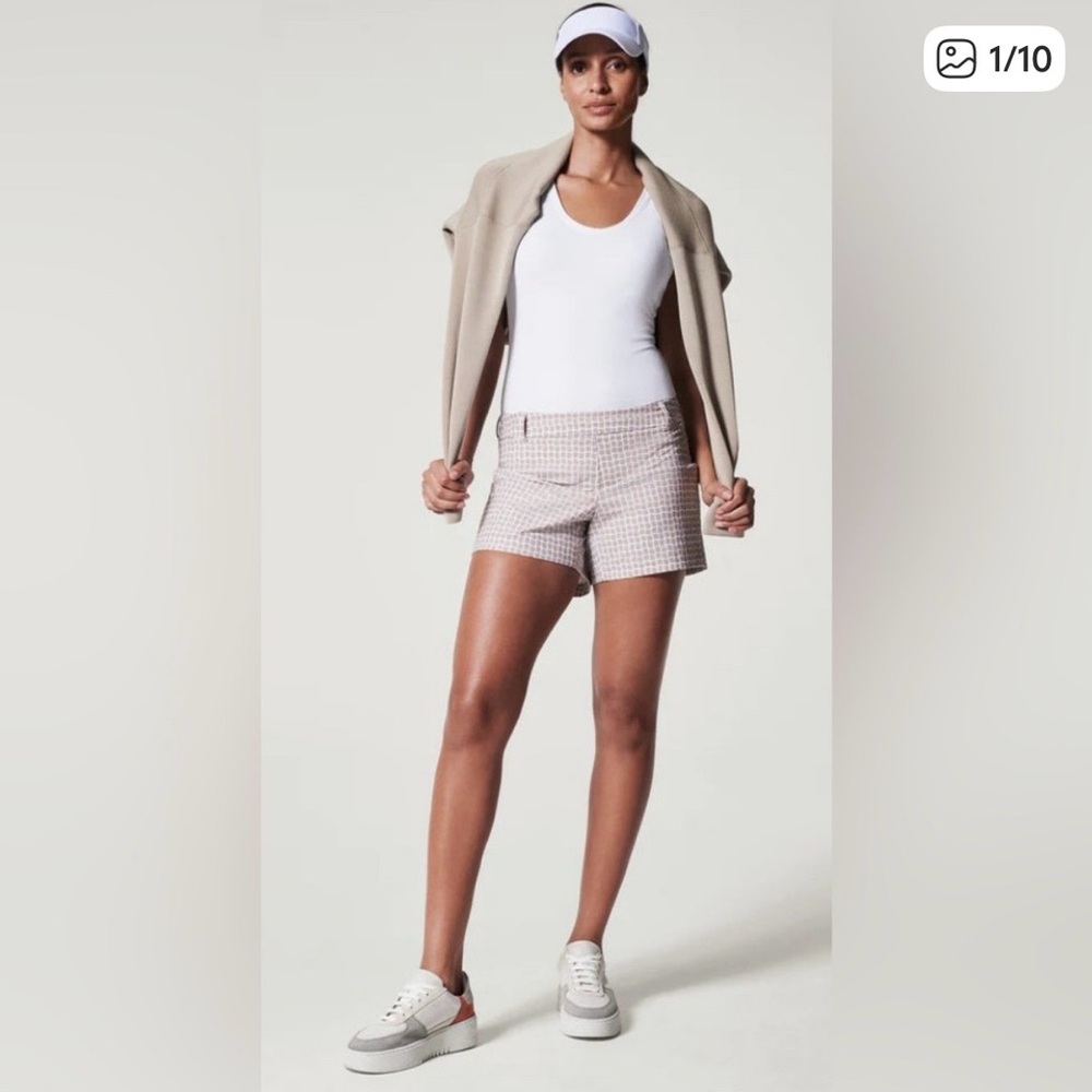 Spanx Women’s‎ Sunshine Checkered Shorts 6” In Size XL New Summer Preppy